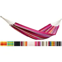 Famanu – Klassieke XL hangmat voor 2 personen, handgemaakt van gerecyclede materialen, ligoppervlak 230 x 150 cm, belastbaar tot 200 kg, kleur: grenadine