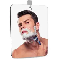 Markenlos – Scheerspiegel voor in de douche, reis spiegel, hangspiegel voor kinderen en volwassenen, 28 x 19 cm, inclusief 1 zelfklevende haak