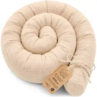 Totsy Baby Zijslaper kussen Lichaamskussen 200 cm Mousseline - Lang kussen bed rol slaapkussen nek rol Decoratie voor kinderkamer Oeko-Tex Lichtbeige Mousseline