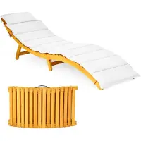 Costway Ligstoel, inklapbaar met kussen, houten ligstoel met inklapbare hoofdsteun, ergonomische ligstoel, belastbaar tot 180 kg, houten ligstoel voor tuin, terras, achtertuin