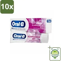 Oral-B 10 x - 3D White Advanced – Tandpasta – Luxe – Glamorous White – 75 ml - Grootverpakking - Tandpasta - Witte Tandpasta - Glimlach - Verkleuring - Vlekken