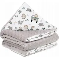 Babymam Dubbelzijdig Babydekentje Minky Katoen 75x100cm Safari Grijs