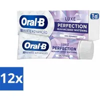 Oral-B 12 x Oral B - Tandpasta - 3D White Advanced - Luxe Perfection - 75ml - Witte Tanden - Tandpasta - Tanden Reinigen - Vlekken Verwijderen - Glanzende Tanden