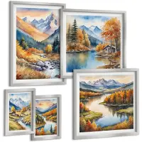 Wallfluent 5-Delige Schilderij Set - Vintage Posters Met Fruitpatronen - 20 x 30 cm - Decoratieve Muurdecoratie - Slaapkamer