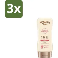 Hawaiian Tropic 3 x – Zonnebrand Lotion – Satin Protection Ultra Radiance – SPF - Zonbescherming - Zonnebrandlotion - Huidbescherming - Stralende Huid - UV Bescherming