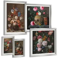 Wallfluent 5-Delige Schilderij Set - Bergmeren Met Weerspiegelingen In Het Water En De Rotsen. - 20 x 30 cm - Muurdecoratie - Interieur Decoratie - Wanddecoratie