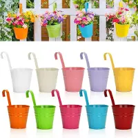 Famanu – Hangende plantenpotten set van 10 stuks, 10 cm met afneembare haak, gekleurde bloempotten voor tuin en balkon, ideale plantenbakken voor woondecoratie