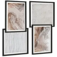 Wallfluent 4-Delige Schilderij Set - Abstracte Marmerpatronen Met Steenstructuur - 40 x 40 cm En 40 x 60 cm - Wanddecoratie - Schilderijen Set - Interieur - Moderne Wanddecoratie