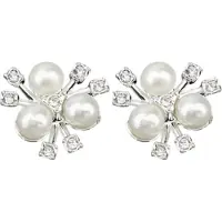 Charme Bijoux Clip oorbellen -Lily-Rose -budget zilverkleur parel strass 2 cm- geen gaatje-