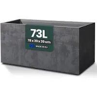 Famanu – XL plantenbak Millennium in verschillende formaten en kleuren, natuursteenlook in bruin, beige, antraciet of grijs, gemaakt van stevig kunststof, 73 liter (rechthoekig, antraciet