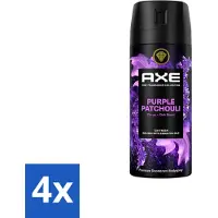 Axe 4 x - Deodorant Spray - Purple Patchouli - Verfrissend - Kruidige Geur - 150 ml - Deodorant - Deodorant Spray - Geur - Patchouli - Citrus