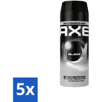 Axe 5 x - Deodorant Spray - 72hrs Anti Sweat - Black - 150 ml - Anti Transpirant Spray - Zweet Bescherming - 72 Uur Bescherming - Citroen Geur - Munt Geur