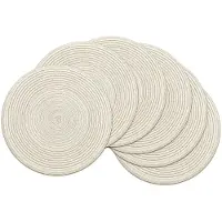 Famanu – Set van 6 ronde katoenen placemats, 15 inch gevlochten, afwasbaar, ideaal voor thuis, keuken en eettafel, perfect voor feesten
