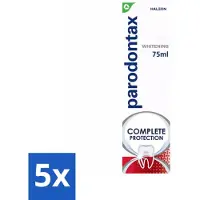 Parodontax 5 x – Complete Protection Whitening – Tandpasta tegen Bloedend Tandvlees – 75 ml - Gezond Tandvlees - Tandplak Verwijderen - Witte Tanden - Frisse Adem - Fluoride