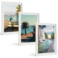 Wallfluent 3-Delige Schilderij Set - Vakantielandschappen Met Palmbomen En Een Waterval - 40 x 60 - Muurdecoratie - Interieur Decoratie
