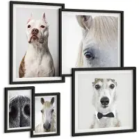 Wallfluent 5-Delige Schilderij Set - Huisdierportretten In Een Moderne Stijl - 50 x 50 cm, 20 x 30 cm En 40 x 60 cm - Wanddecoratie - Muurdecoratie - Woonkamer - Decoratieve Schilderijen