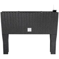 Famanu – Hoge plantenbak, 30 liter, 60 x 25 x 46 cm, polyrotan, kleur antraciet, ideaal voor het planten van bloemen en planten