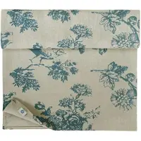 Famanu – Vintage tafelloper Flores van 100% linnen, beige-blauw, 40 x 100 cm, ideaal voor thuisdecoratie