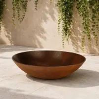 Famanu – Weerbestendige plantenbak voor buiten, 35 cm, roest-look als bloembak, decoratieve schaal voor tuin en balkon