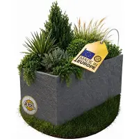 Famanu – Plantenbak van basalt, bloembak met betonlook en waterreservoir, 100 cm, winterbestendig, antraciet