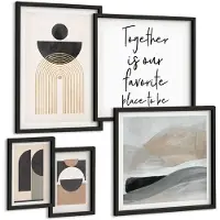 Wallfluent 5-Delige Schilderij Set - Abstracte Geometrische Vormen Geïnspireerd Door De Natuur. - 50 x 50 cm, 20 x 30 cm En 40 x 60 cm - Muurdecoratie - Wanddecoratie - Hal