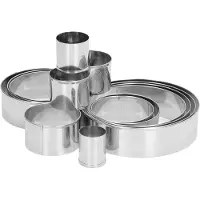 Famanu – 14-delige roestvrijstalen bakvorm set, verstelbare ronde mousse ringen, dessert en koekjes vormen, keukenaccessoires