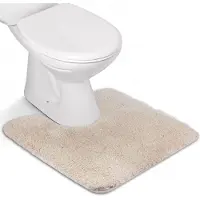 Famanu – Antislip, hoogpolige badmat, machinewasbare badmat met waterabsorberende, zachte microvezels, voor badkuip, douche en badkamer, U-vorm, 50x50 cm, beige
