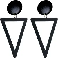 Charme Bijoux Clipoorbellen- zwart -hout -Driehoek -geen gaatje-