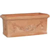 Famanu – Terracotta pot handgemaakt in Italië, rechthoekige plantenbak van 61 x 29 x 27 cm, decoratieve binnen- en buitenpot voor bloemen en planten