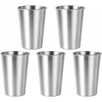 Somstyle RVS Beker Set - 5 Stuks - Mokken - 300ML - Koffiebeker - Zilverkleurig