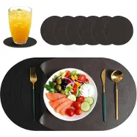 Famanu – Set van 6 kunstleren placemats met onderzetters, ideaal voor het beschermen van je tafel