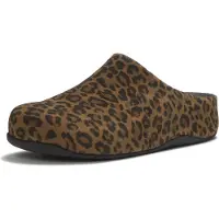 FitFlop Women Shuv Suede Leopard Mules Tan/Black-Schoenmaat 42