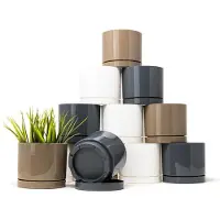 Famanu – Bloempot set van 12 stuks voor binnen en buiten, plantenpot 10 cm met schotel, sterk kunststof, ideaal voor kamerplanten, succulenten en cactussen
