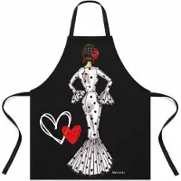 Famanu – Keukenschort in zwart en wit, afmetingen 78 x 65 cm, ideaal voor koken en bakken