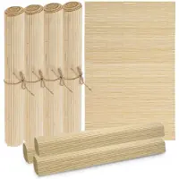 Famanu – Bamboe placemats, set van 4 stuks, 30 x 45 cm, robuust en onderhoudsvriendelijk, oprolbaar in natuurlijke kleuren