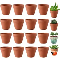 Famanu – Set van 16 mini terracotta bloempotten, 6 cm, met drainagegat, voor binnen- en buitentoepassingen