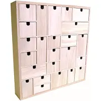 Famanu – Adventskalender om te decoreren, geometrisch patroon, van hout, 40 x 40 x 6,5 cm, perfect voor de feestdagen