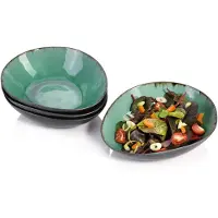 Famanu – Saladeschalen set van 4 stuks van porselein, inhoud per schaal 760 ml, vintage-look met craquelé effect, ideaal voor servies