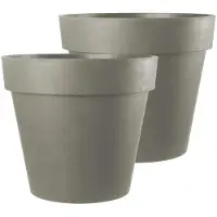 Famanu – XXL plantenbak met wielen, 79 en 58 cm diameter, robuuste antraciet en witte sierpot voor bloemen en bomen, geschikt voor binnen en buiten