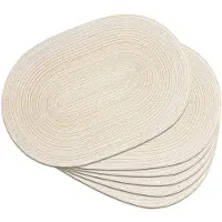 Famanu – Ovale gevlochten placemats set van 6 stuks, 30 x 45 cm, natuurlijk geweven en hittebestendig, ideaal voor eettafels