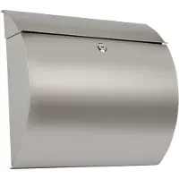Famanu – Wandbrievenbus van roestvrij staal, formaat L voor tijdschriften en C4-enveloppen, moderne brievenbus voor buiten met valklep, eenvoudige montage