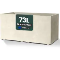 Famanu – XL plantenbak Millennium in verschillende formaten en kleuren, natuursteenlook in bruin, beige, antraciet of grijs, gemaakt van stevig kunststof, 73 liter (rechthoekig, beige