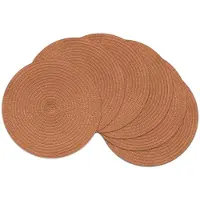 Famanu – Set van 6 ronde placemats, gevlochten, diameter 33 cm, hittebestendig en vuilafstotend, in oranje kleur