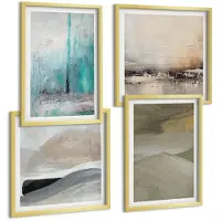 Wallfluent 4-Delige Schilderij Set - Geschilderde Abstracte Minimalistische Decoraties - 40 x 40 cm En 40 x 60 cm - Muurdecoratie - Schilderijen Set - Woonkamer