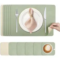 Famanu – Wasbare placemats en onderzetters, antislip en hittebestendig, dubbelzijdige placemat van PVC, 43 x 30 cm, set van 6 stuks