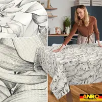 ANRO Tafelkleed Effen structuur Beige 240x140cm Rechte rand Afwasbaar Waterafstotend Binnen & Buiten