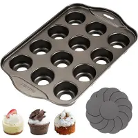 Famanu – Muffinplaten met 12 kopjes, taartvormen voor bakken, mini-cheesecakevorm met afneembare bodem, antiaanbak muffinvorm voor cupcakes en quiches