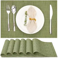 Famanu – Set van 6 geweven vinyl placemats, wasbaar en hittebestendig