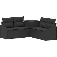 vidaXL Bankstel 5 st Zwart Poly Rattan en Staal