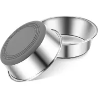 Famanu – Set van 2 hondenbakken van roestvrij staal voor voer en water, met antislip siliconen bodem, verschillende maten voor katten en honden